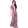 thumbnail image 3 of KOH KOH Long Print Summer Sexy Kaftan Spring Hawaiian Casual Spring Wedding Guest Cocktail Sundress Gown Maxi Dress For Women Purple & White Small US 4-6 DAN001_A034, 3 of 5