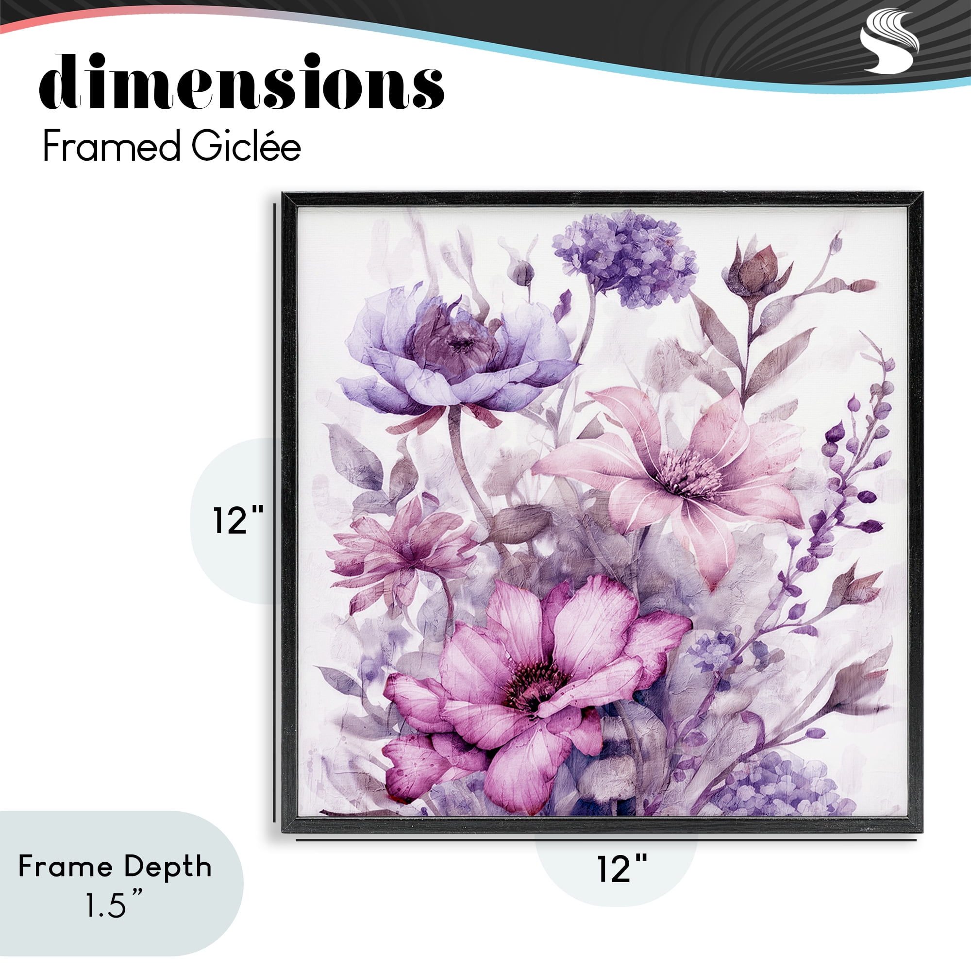 Stupell Industries Purple & Blush Florals Black Framed Giclee Art, design by Kim Allen