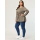 thumbnail image 3 of Blude talgrande pamujer con pade gallo, blusas de trabajo informales paoficina, top peplum marrón 3XL, 3 of 6