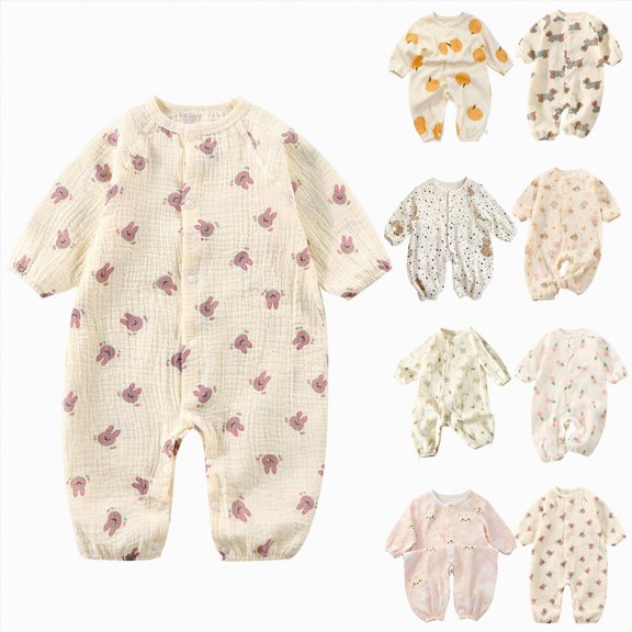 CAUYDY Baby Fall Winter Clothes Long Sleeve Romper Jumpsuit Newborn Boys Girls Pajamas 0 3 6 9 12 18 24 Months Infant Preemie Sleepwear Sizes 3-4 Years,Light Brown