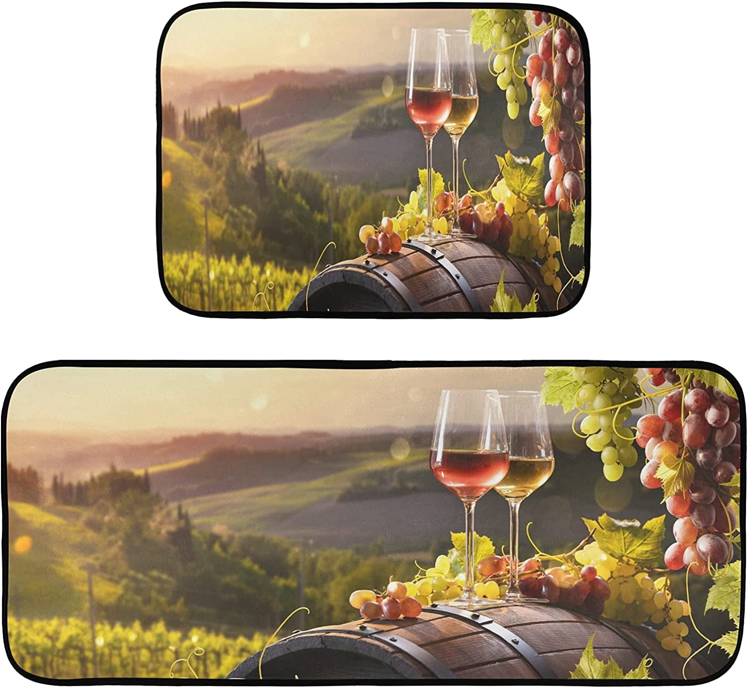 Wine Glass Grapes Barrel Kitchen Mats Farmhouse Vineyard Fruit Kitchen
