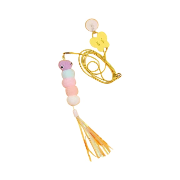 Door-Hanging Cat Teaser toy with Elastic Rope, Felt & Iridescent Tassel, Self-Play interactive Enrichment toys for indoor Kittens & Adult Cats, 5.58Ft Stretchable