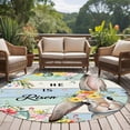 thumbnail image 4 of Round Area Rug 7 Ft, Easter Washable Non-Slip Circle Carpet for Living Room/Bedroom, Spring Farmhouse Bunny Flower Teal Blue Wood Grain Low-Profile Large Runner Mat Collection Rugs for Indoor, 4 of 8
