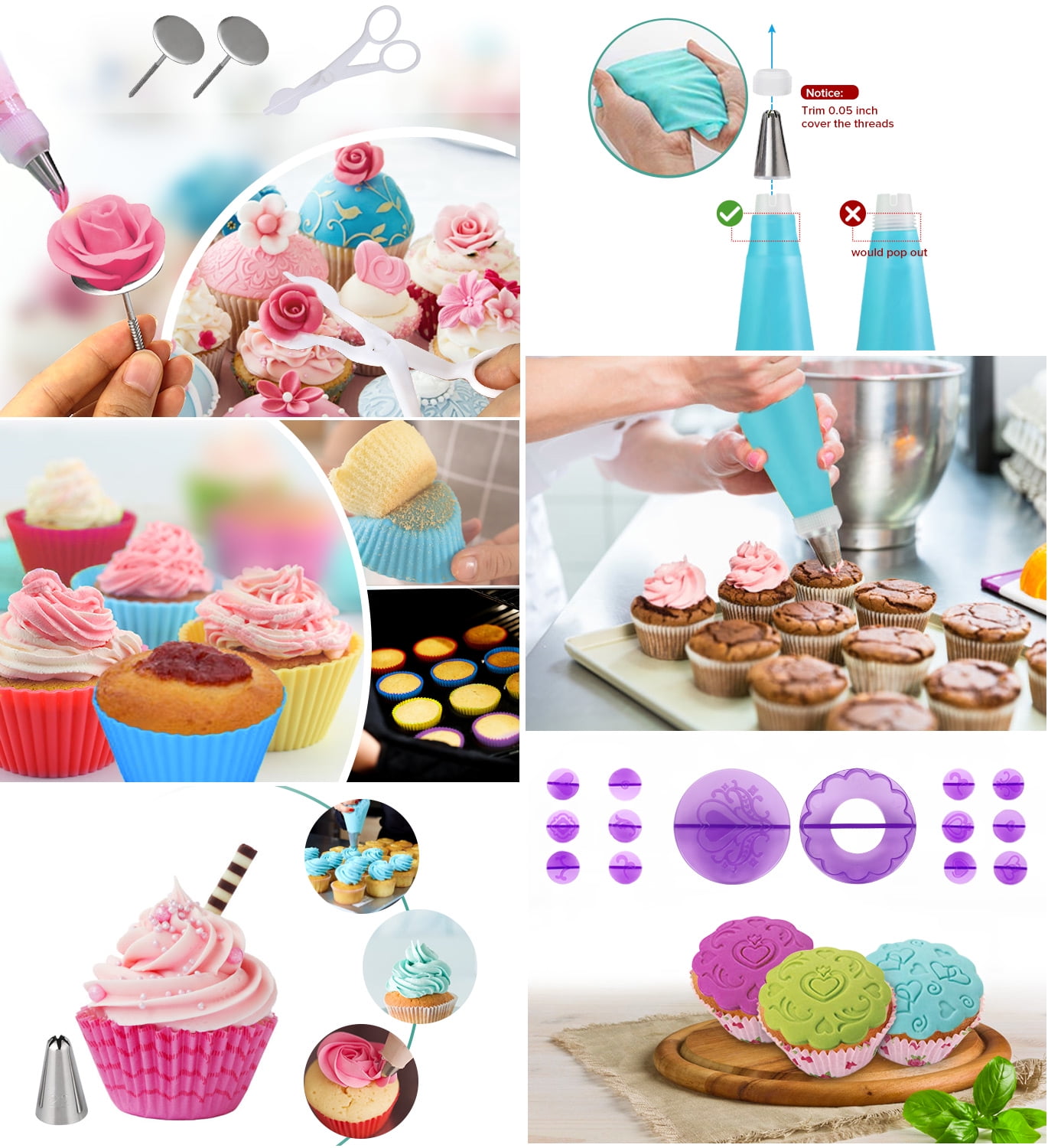 254 Pcs Cake Decorating Supplies Cake Decorating Kit Cake Baking Set with Turntable, Piping Tips, Scraper, Spatula