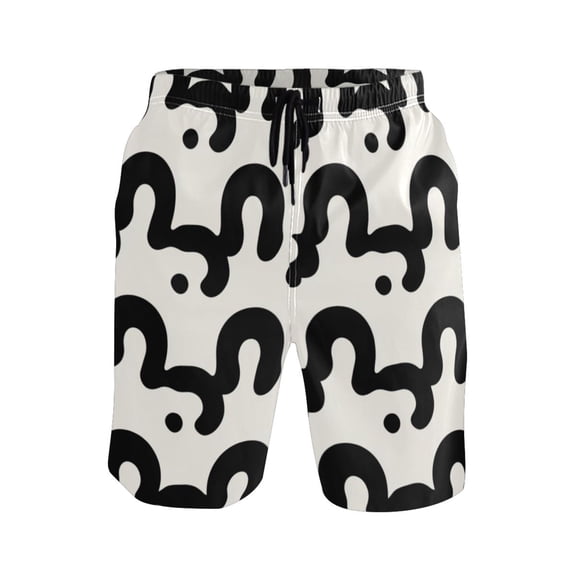Cute Teddy Bear Lines Mens Swim Trunks Quick Dry Board Shorts Breathable Fit Beach Shorts Swimwear