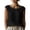 Black, variant on Women's Summer Lace Satin Shirt Sleeveless Blouse Boat Neck Basic Casual Tank Top