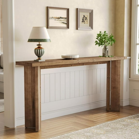 70.9-Inch Solid Wood Console Table, Farmhouse Entryway Table for Living Room
