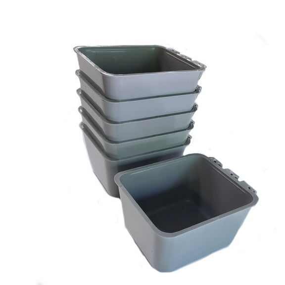 RAParts 6-pk Gray Cage Cups 1 Pint / 16 fl oz Hanging Feed & Water Cups for Chicken Poultry