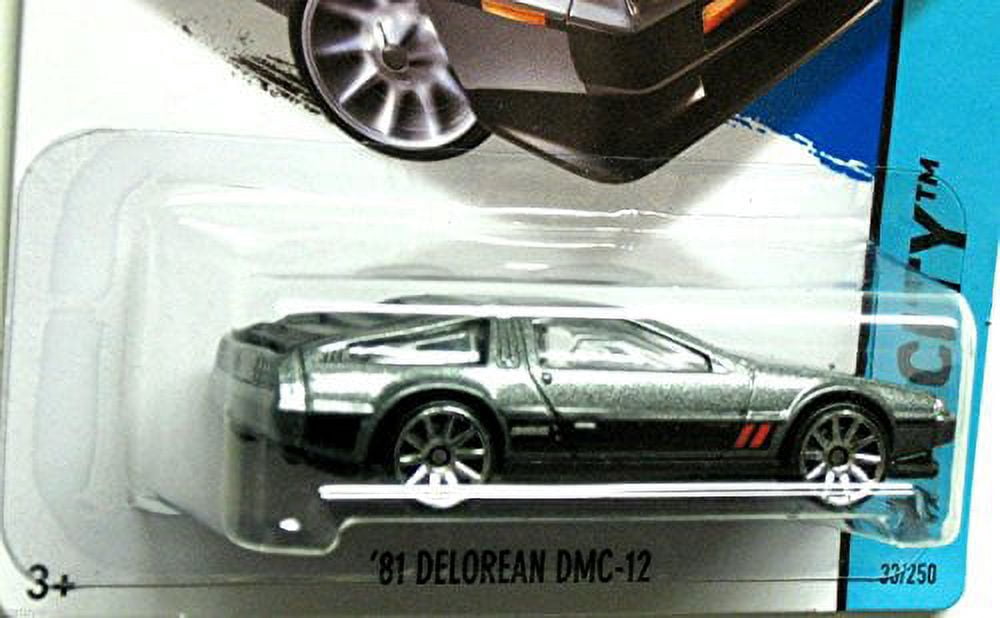 Hot Wheels City 2014 Speed Team '81 DeLorean Grey with Black & Red Stripes On Sides & Hood