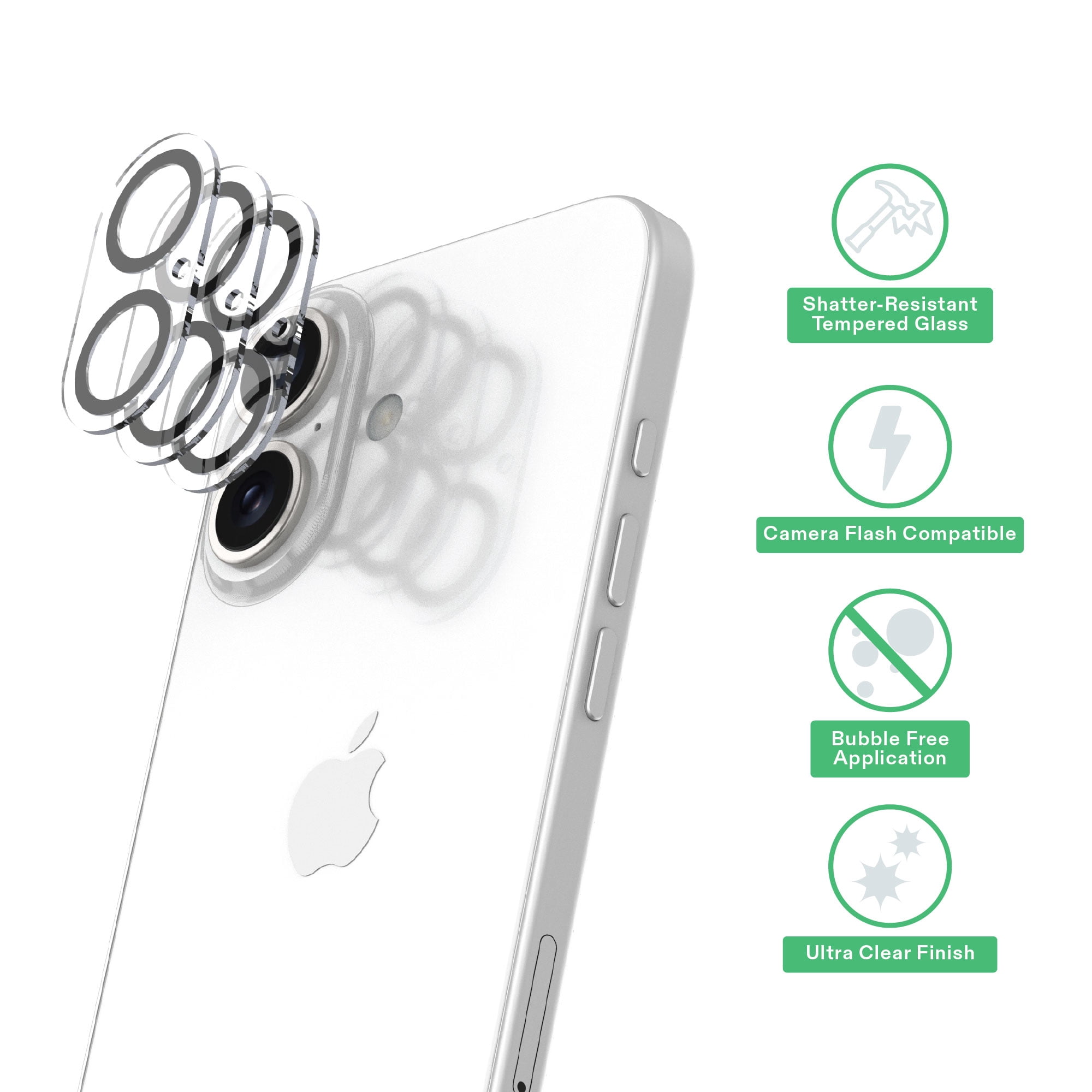 onn iPhone 16 Glass Screen Protector (3 Pack) and Camera Glass Screen Protector (3 Pack)