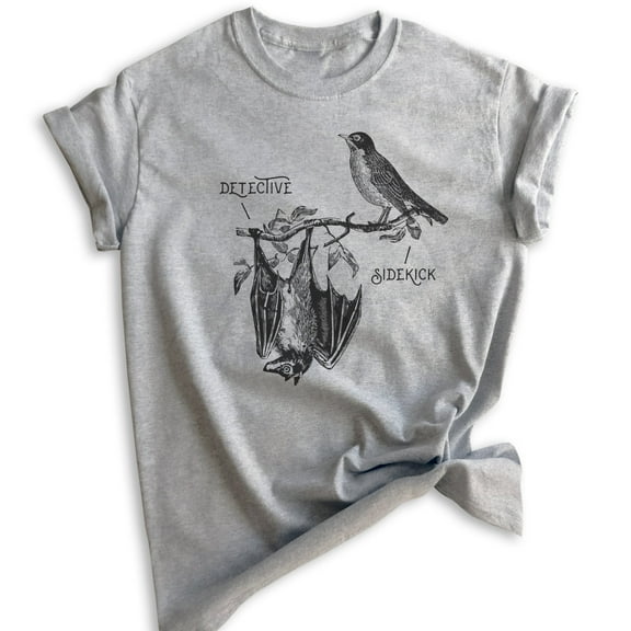 Detective & Sidekick Shirt, Unisex Women's Men's Shirt, Superhero Shirt, Detective Shirt, Funny Super Hero, Heather Gray, XX-Large