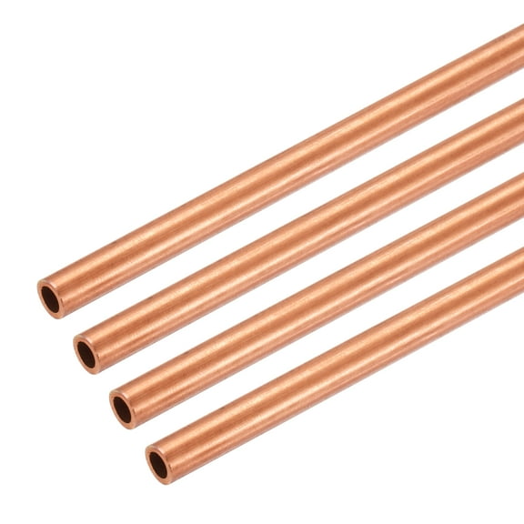 Uxcell Copper Round Tube, 4mm OD x 0.5mm Wall Thickness x 100mm(4") Length Pure Copper Tube Seamless Metal Straight Pipe Tubing for DIY Crafts Industry Construction(Pack of 4)