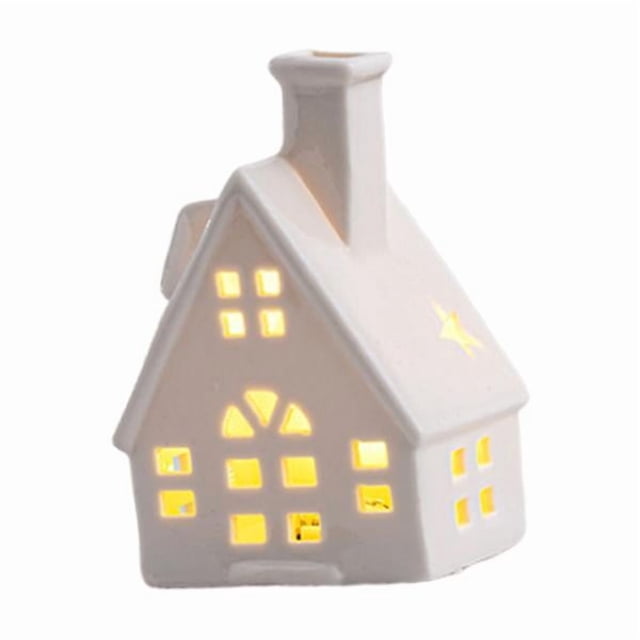 Decoraciones navideñas para interiores, casas de pueblo de cerámica iluminadas, decoración de mesa Estilo B