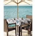 thumbnail image 3 of Boanket Outdoor Tablecloth with Umbrella Hole for Patio/Picnic/Party/Camping, Teal Blue Grey Geometric Waterproof Table Cloth Square Cover Washable, Morocco Abstract Art 60"x 60", 3 of 7