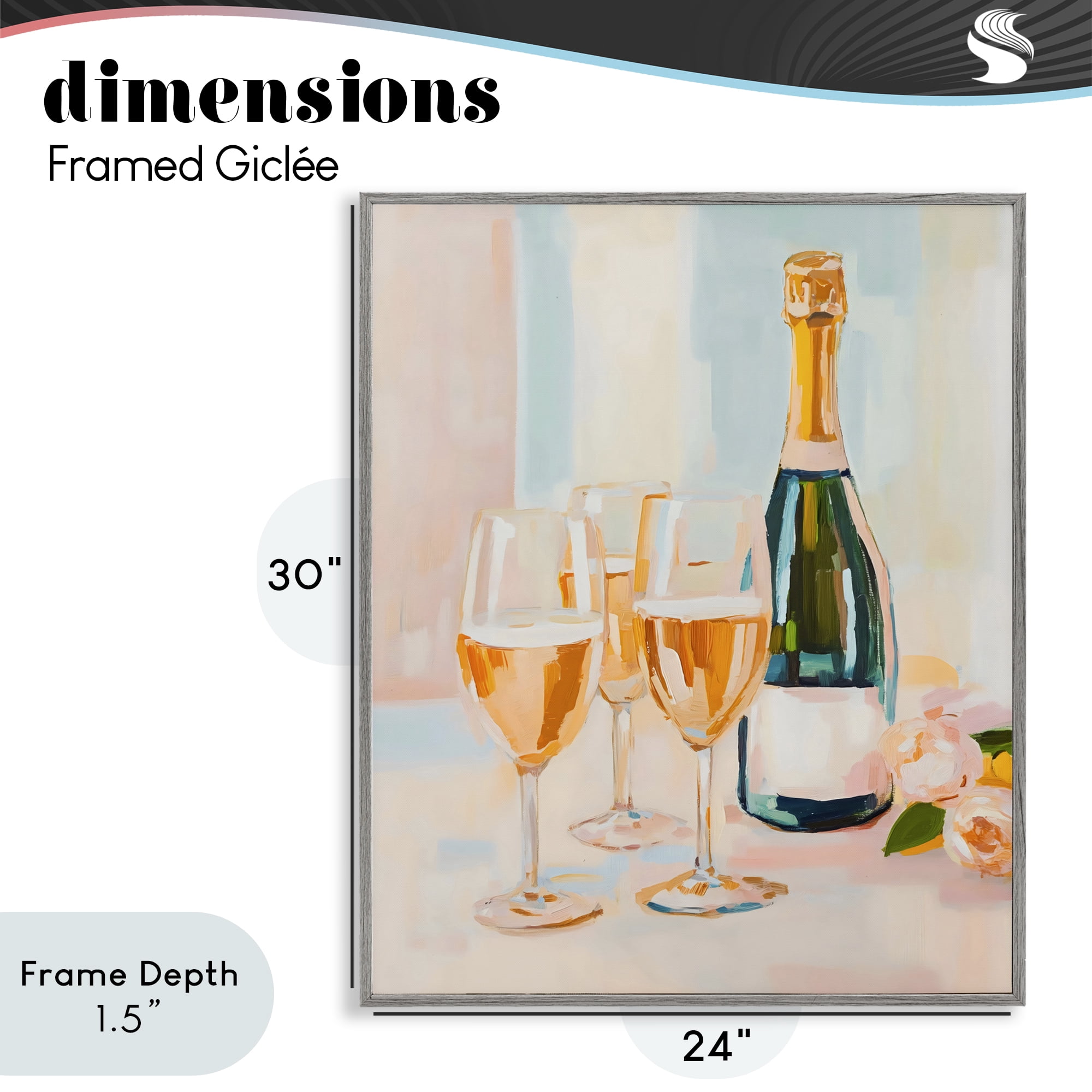 Stupell Industries Champagne Triple Toast Gray Framed Giclee Art, design by The Prints Vibe