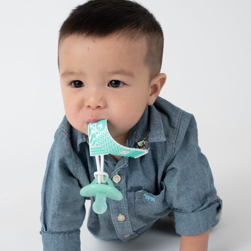 BooginHead Universal Silicone Pacifier Clip, Infant Toddler Boys and Girls, Green Bubbles