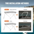 thumbnail image 3 of KFFKFF Housse de Bimini Bateau à 4 Arcs, Auvent en Polyester 900D Durable, Cadre en Aluminium 1 Pouces, Résistant à l'Eau et Protection UV, avec Housse de Rangement, 4 Sangles, 2 Poteaux, 8'L x 54"H x 91 Pouces-96"W, Gris Clair, 3 of 9