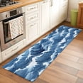 thumbnail image 3 of Ocean Waves Washable Runner Rugs 2'x6', Nautical Blue Sea Water Nature Scenery Low Pile Throw Entryway Rug Non-Slip Sturdy Edge Binding Carpet for Indoor Bedside Entrance Bedside, 3 of 9