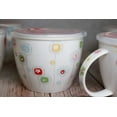 thumbnail image 4 of Microwavable Ceramic Noodle Bowl with Handle and Seal Fine Porcelain Floral Design, 4 of 9