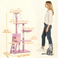thumbnail image 3 of PawHut 53" Cat Tree Tower with Condo, Large Kitten Activity Centre, Pink, 3 of 10
