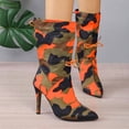 thumbnail image 2 of Oyedens Stiletto High Heels Ankle Boots for Women Camouflage Pumps Adjustable Mid Calf Dress Boots, 2 of 8
