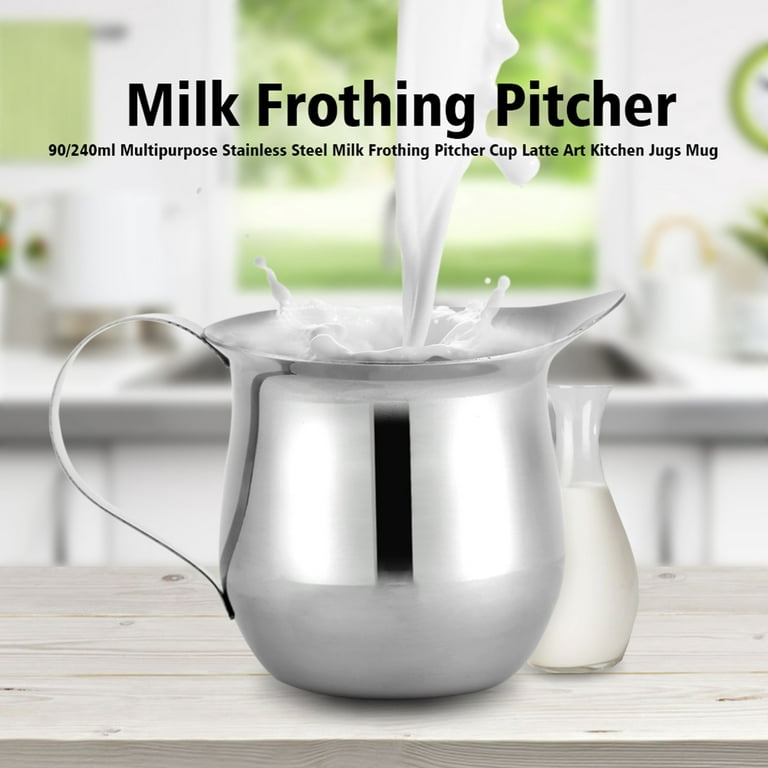 Milk Frothing Pitcher, Stainless Steel Coffee Milk Frothing Cup Milk  Frother Steamer Cup with Lid and Handle Coffee Latte Art Cup for Home  Office Kitchen Coffee Shop, Silver (1000ml) - Yahoo Shopping