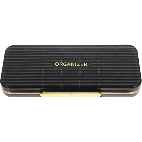 Black 21-Compartment Weekly Pill Organizer for Travel, Portable Medicine Dispenser