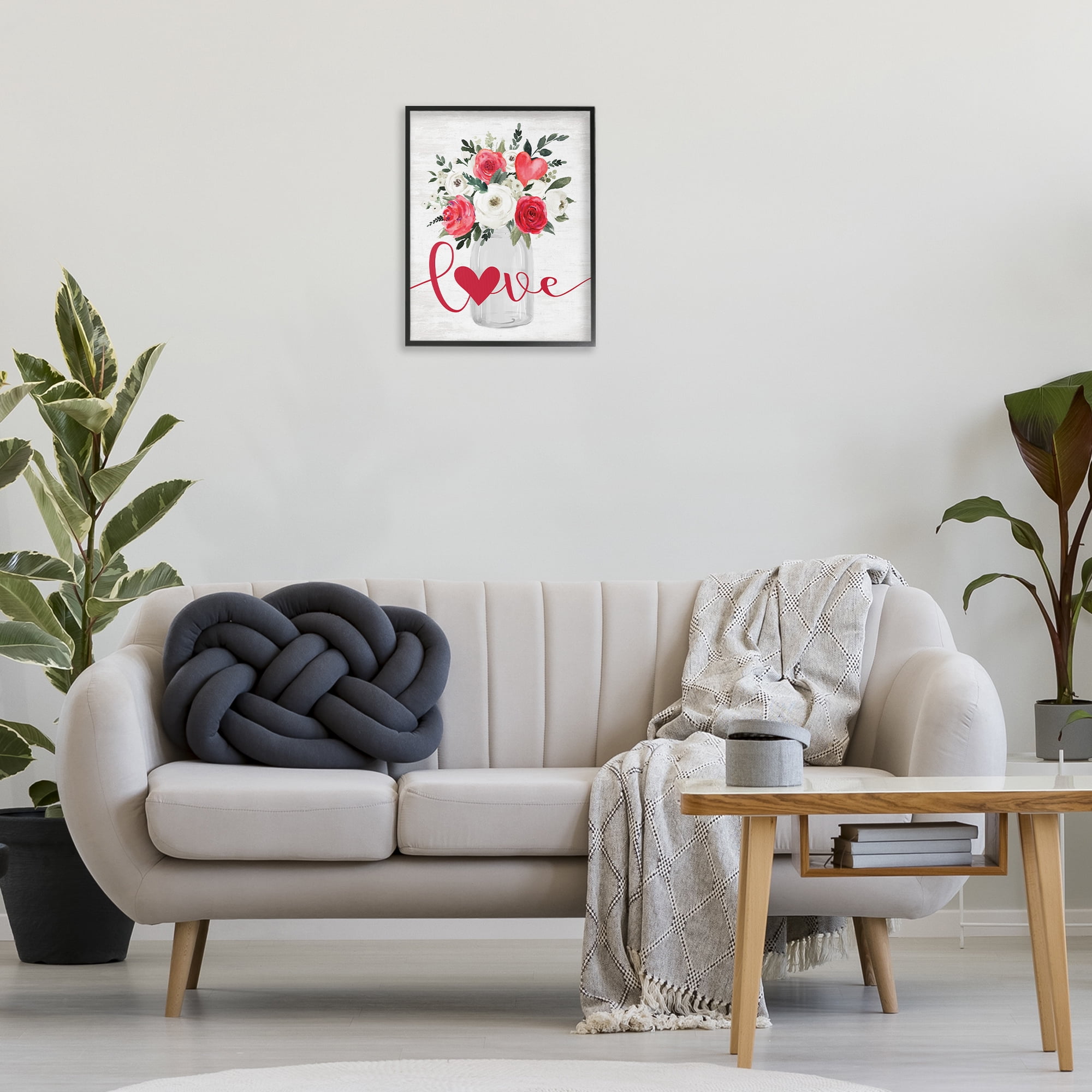 Stupell Industries Red Love Bouquet Botanical & Floral Painting Black Framed Art Print Wall Art, 16 x 20