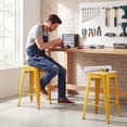 thumbnail image 6 of Vyrox 24 Inches Metal Bar Stools Set of 4, Stackable Backless Kitchen Island Stools with X-Brace Support, Indoor-Outdoor Use, Yellow, 6 of 7