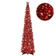 thumbnail image 2 of Collapsible Christmas Tree, Artificial Silver Tinsel Coastal Christmas Tree for Holiday Party Decorations, 2 of 2