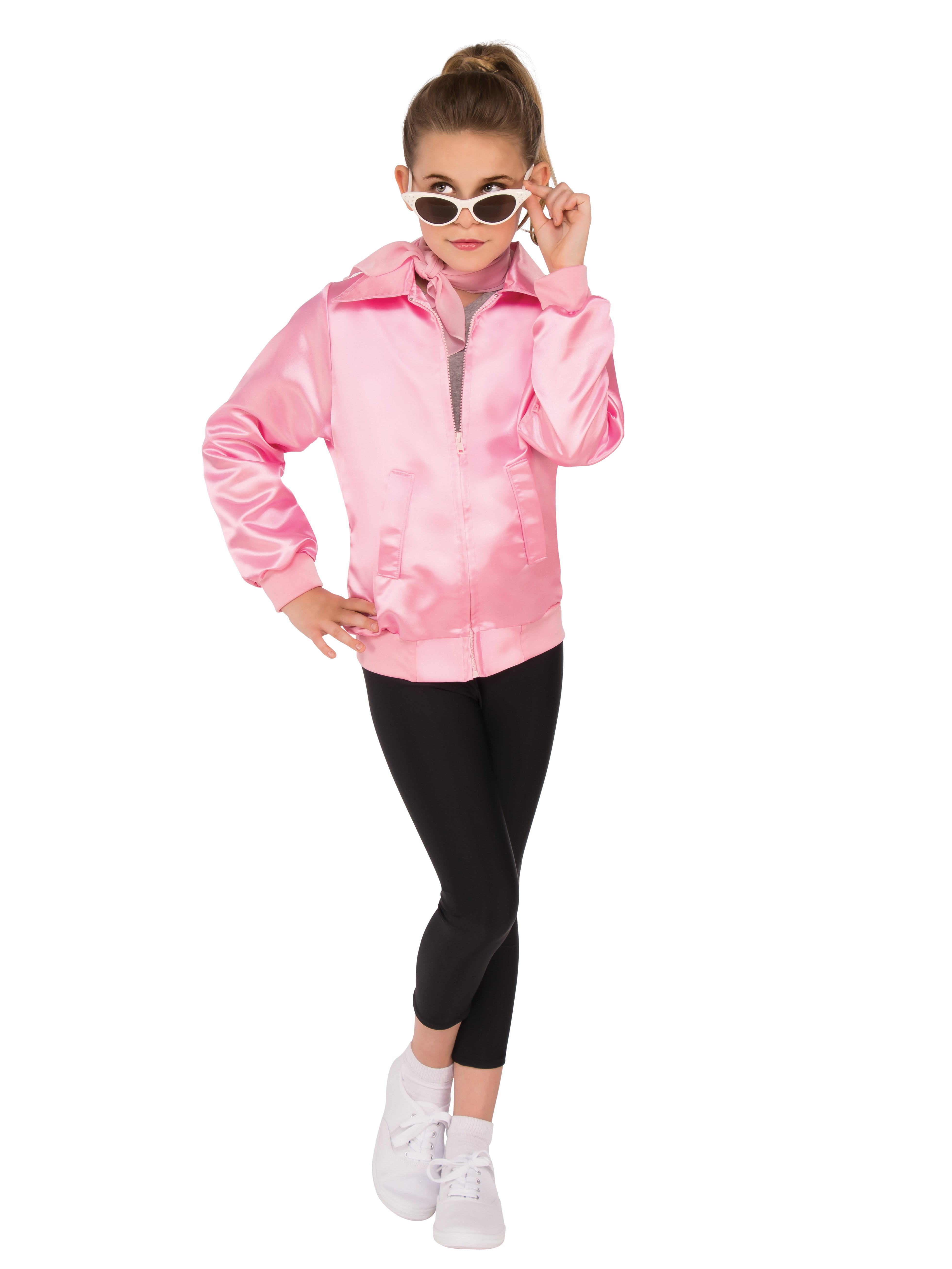 Girls Childs Kids Grease Movie Pink Ladies Jacket Fancy Dress Licensed Outfit 