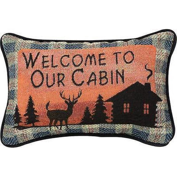 "Manual Bear Lodge Throw Pillow, 12.5 X 8.5-Inch, Welcome to Our Cabin"