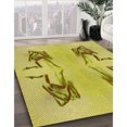 thumbnail image 3 of Ahgly Company Tapis d'Intérieur Lavables en Machine Rectangle Transitionnel Jaune Banane, 4' x 6', 3 of 7
