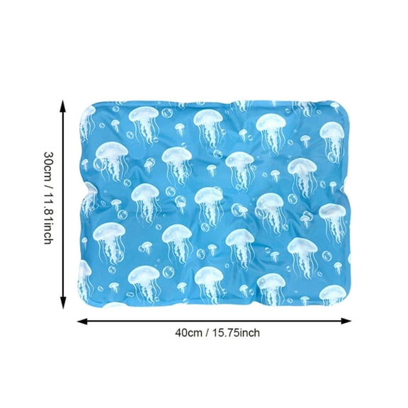 1 Packs Pet Cooling Mat, Water-Activated Gel Ice Pad for Dogs & Cats, Self-Cooling Mat, Waterproof Wipe-Clean, Jellyfish-Themed Summer Pet Beds for Outdoor & Indoor (15.7"x12")