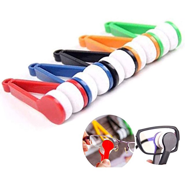 5 Piezas Mini Portátil Multifunción Gafas Limpieza Frotar, Portátil, Gafas de Sol Forma Gafas Microfibra Gafas Aspiradora Cepillo Herramientas de Limpieza, Color Aleatorio Rojo Verde