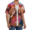 thumbnail image 4 of Balery Oil Paintings of Elephants Men's Casual Button Down Shirt Short Sleeve Textured Summer Cuban Beach Shirts-X-Large, 4 of 7