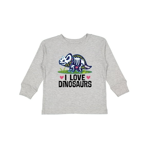Inktastic Girl Dinosaur I Love Dinosaurs Girls Long Sleeve Toddler T-Shirt
