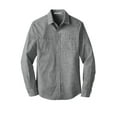 thumbnail image 3 of Port Authority Adult Male Men Chambray Long Sleeves Shirt Grey X-Large, 3 of 4