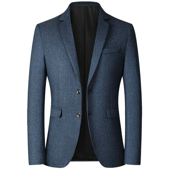 SWSMCLT Men's Casual Suit Jacket Slim Fit Suit Separate Sport Coat Business Winter Button Spring Welt Pocket Navy Small
