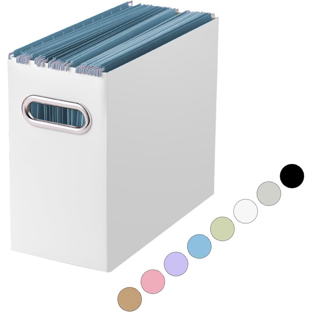 Shiyou-Organisateur de Fichiers, 1 Pack Petite Boîte de Rangement, Organiseur de Dossiers en Carton, Boîte de Fichiers Pliable pour Dossiers Suspendus Format Lettre, Organiseur de Classement Portable avec Poignée (Blanc)