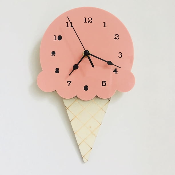 Reloj de helado nórdico para el hogar, reloj silencioso de dibujos animados, decoración de pared, reloj para habitación de niños, reloj suave