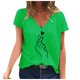 thumbnail image 1 of Gibobby Casual Playera de Manga Corta para Mujer Camiseta suelta informal con cuello en V para mujer, blusa manga corta con estampado(Verde,CH), 1 of 3