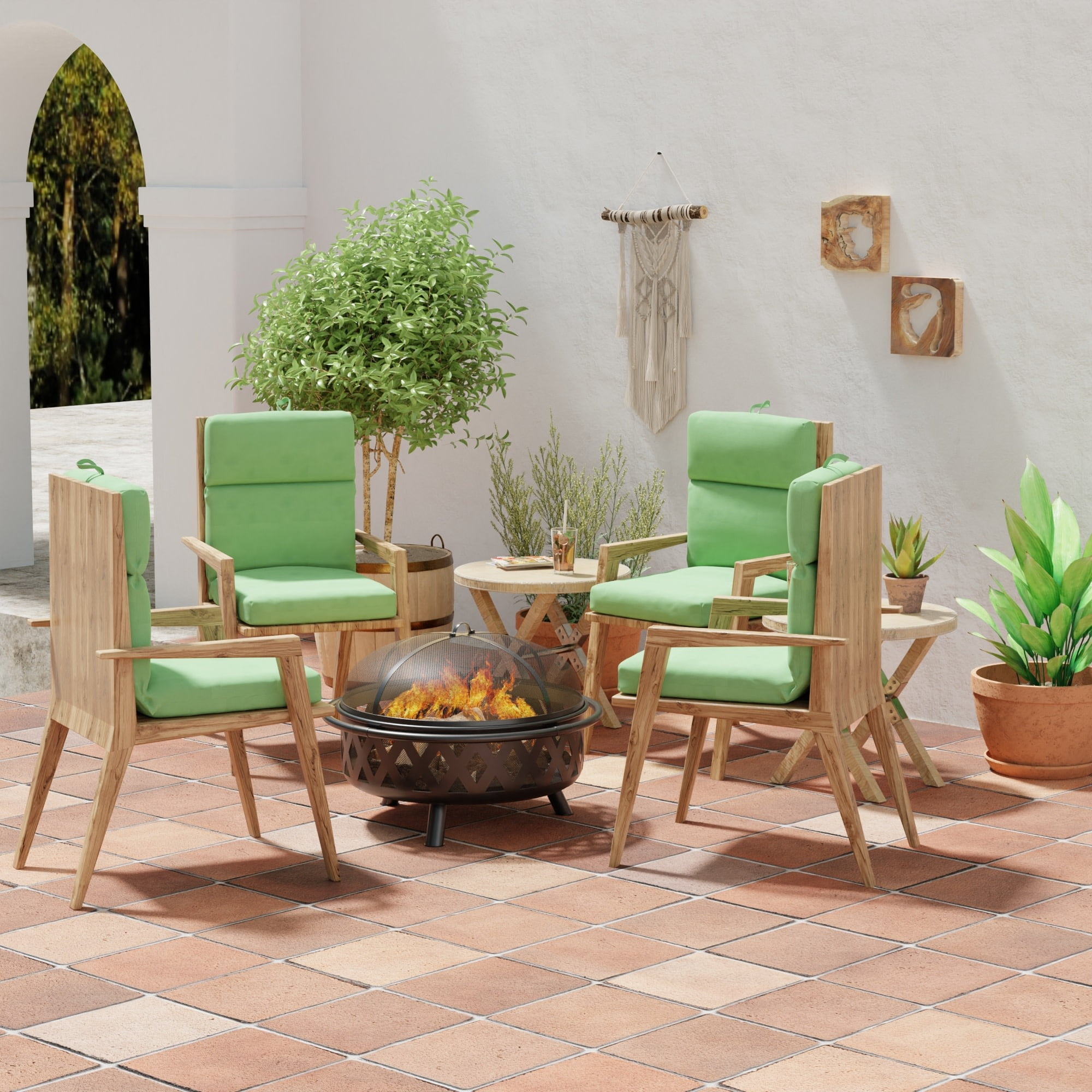 44" x 22" Rectangular Outdoor Chair Cushion with Ties and Hanger Loop