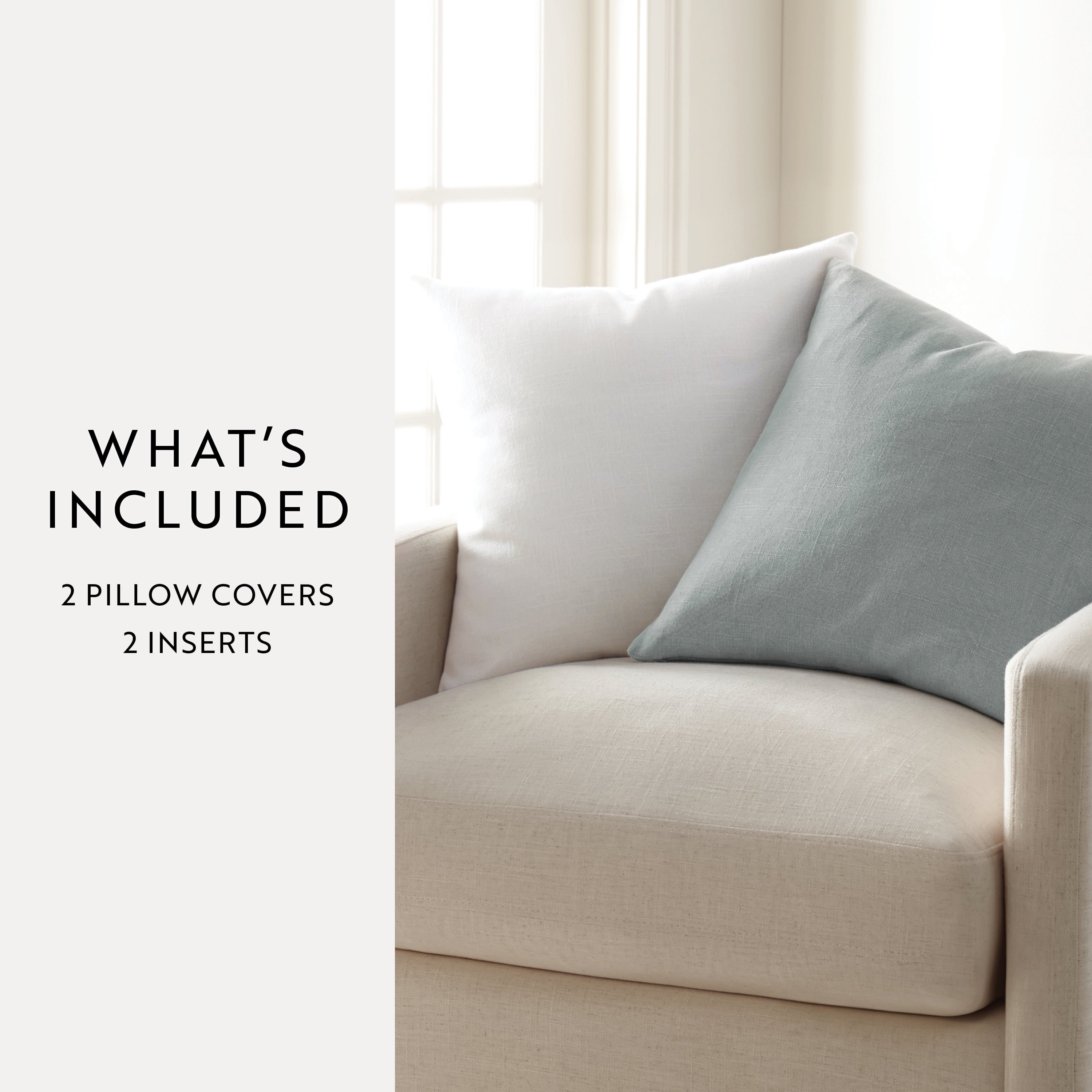 Noble Linens 2-Pack Cotton Slub Decor Throw Pillows Solids Arctic & White