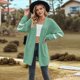thumbnail image 4 of Cárdigan de Larga con Abertura Frontal para Mujer Verde XXL, 4 of 10