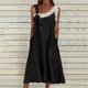 thumbnail image 2 of Vestido de Verano Casual sin Mangas Gradual de las Mujeres Vestido Largo con Cuello en V, Vestido de Vacaciones de Poliéster Suave, 2 of 9