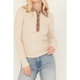 thumbnail image 3 of Shyanne Women's Crochet Collar Henley Shirt - SWFA23K89-OAT Medium  US, 3 of 4