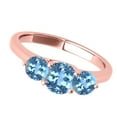 thumbnail image 3 of Mauli Jewels Rings for Women 2.15 Carat Three Stone Blue Topaz Ring 4-prong 10k Rose Gold, 3 of 7