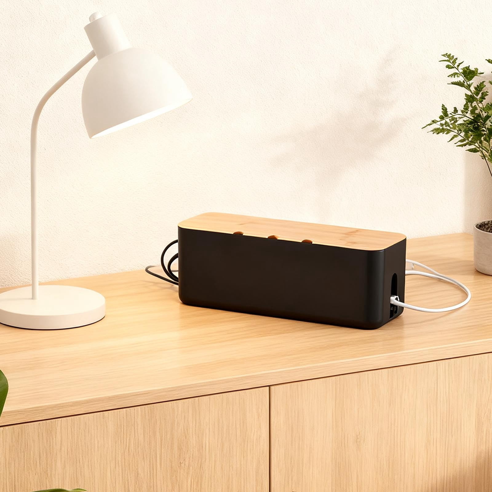 Cable Management Box, Cord Organizer to Hide Power Strips and Cords for TV, Computer Desk, and Home Office, Electrical Cord Concealer for Safety and Pet Protection
