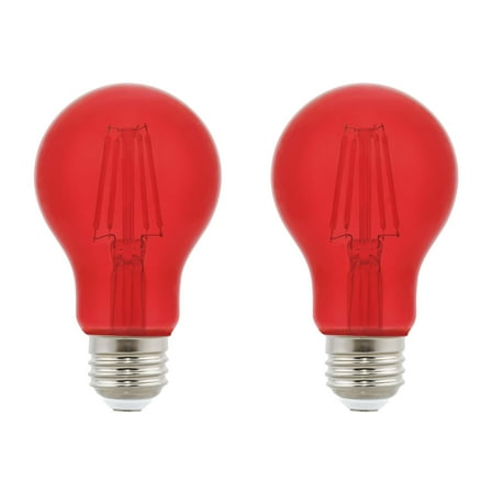 Westinghouse 4.5 Watt (40 Watt Equivalent) Red A19 Omni Filament LED Light Bulb Medium (E26) Base, 2-Pack
